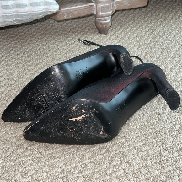 Enzo Angiolini Brushed Silk Dark Cherry Ankle Strap Pumps, 6.5M - Picture 6 of 9